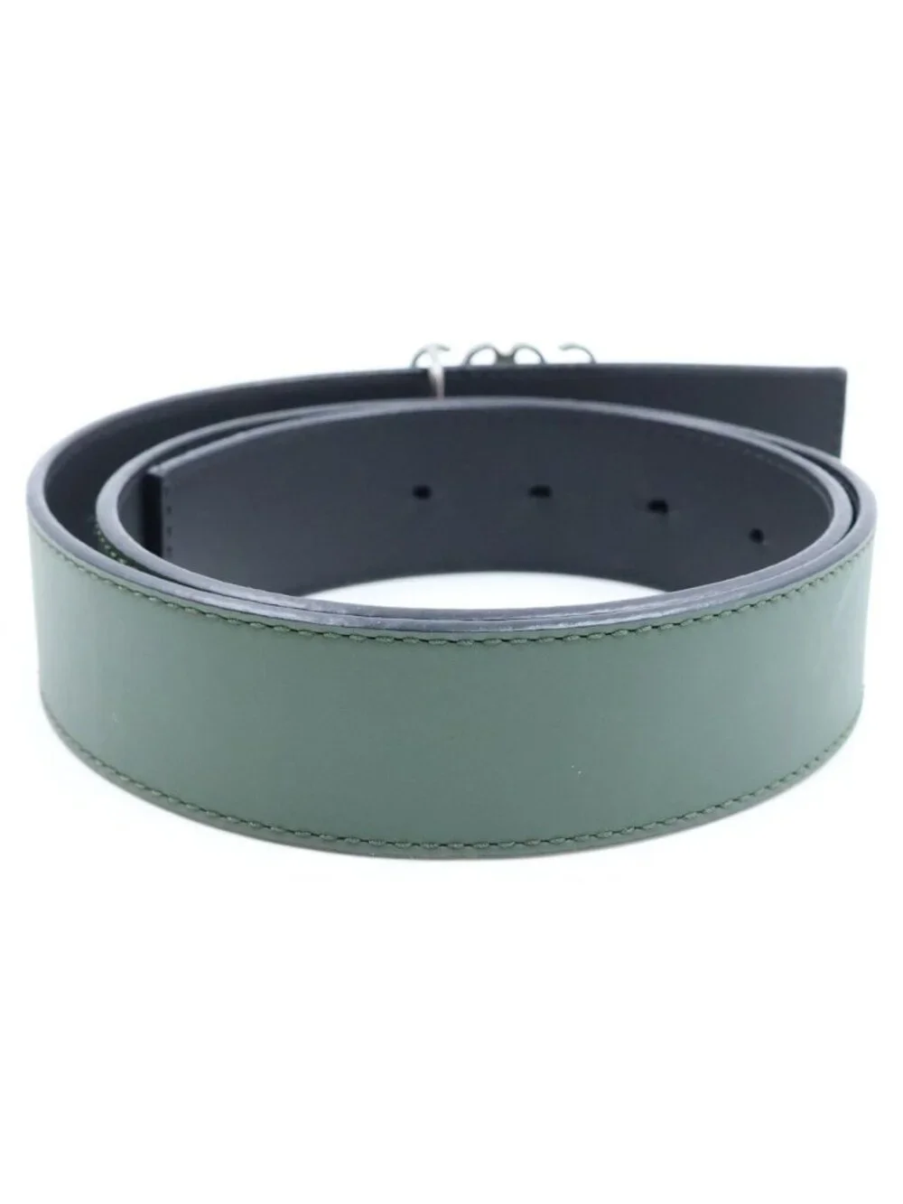 Loewe Anagram Reversible Belt Leather Khaki Black Silver